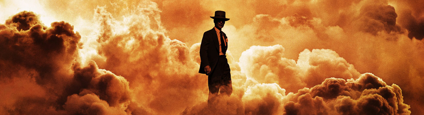 Preview of Christopher Nolan's Oppenheimer Poster. Oppenheimer is engulfed in flames.